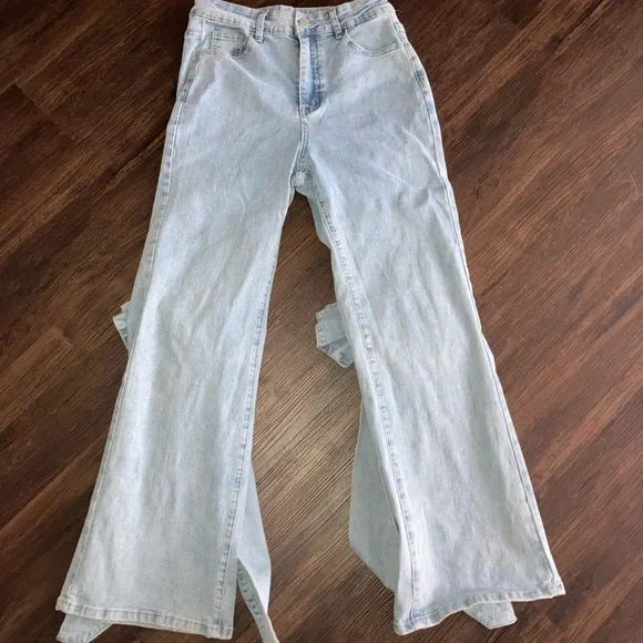 Wide leg Light blue jeans with Bow size s - Picture 3 of 5